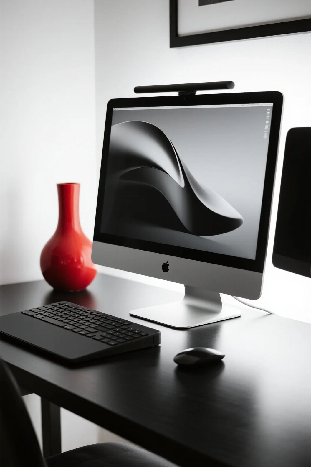 Black-and-White Minimalist Desk Setup