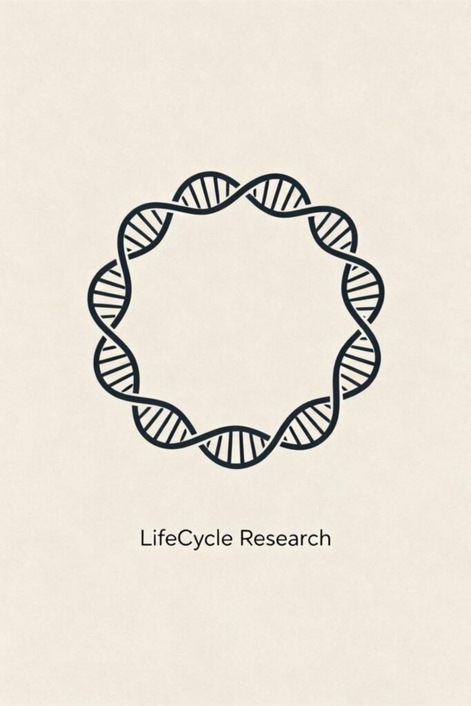 Circular DNA logo for LifeCycle Research symbolizing unity and evolution.