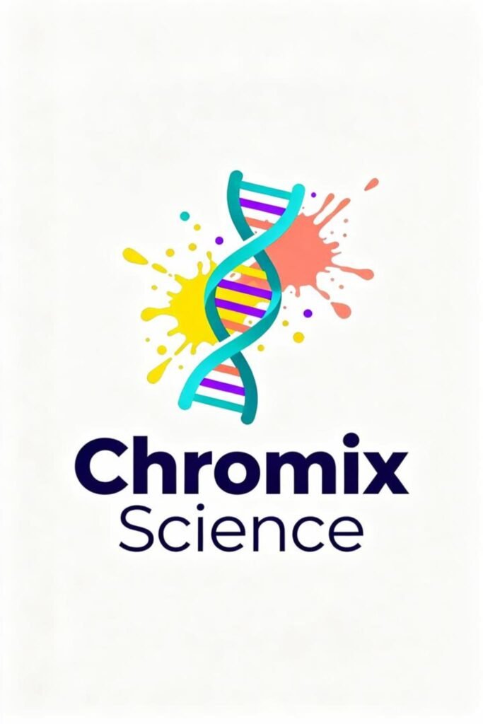 Bright colorful DNA logo for Chromix Science with paint-style splashes.