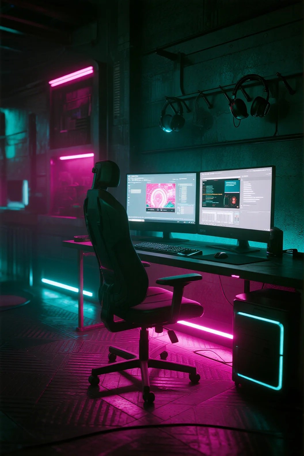 Cyberpunk Creative Bay Workspace