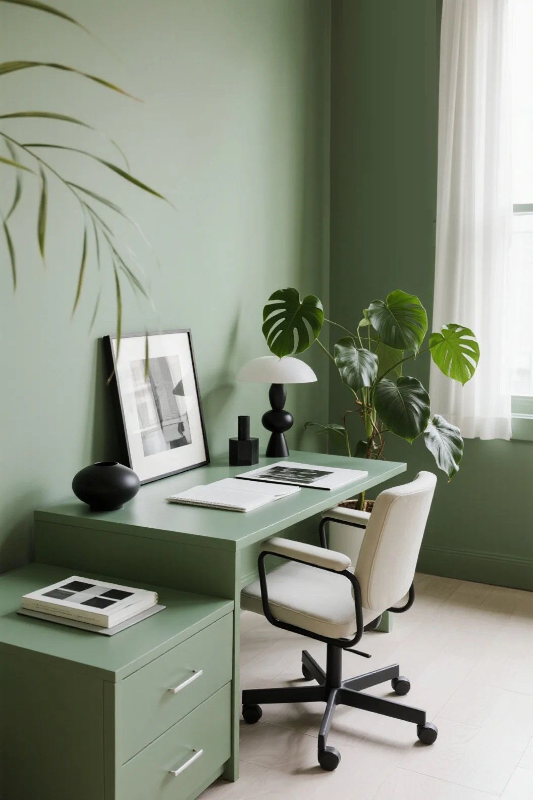 Minimal Green Monochrome Desk