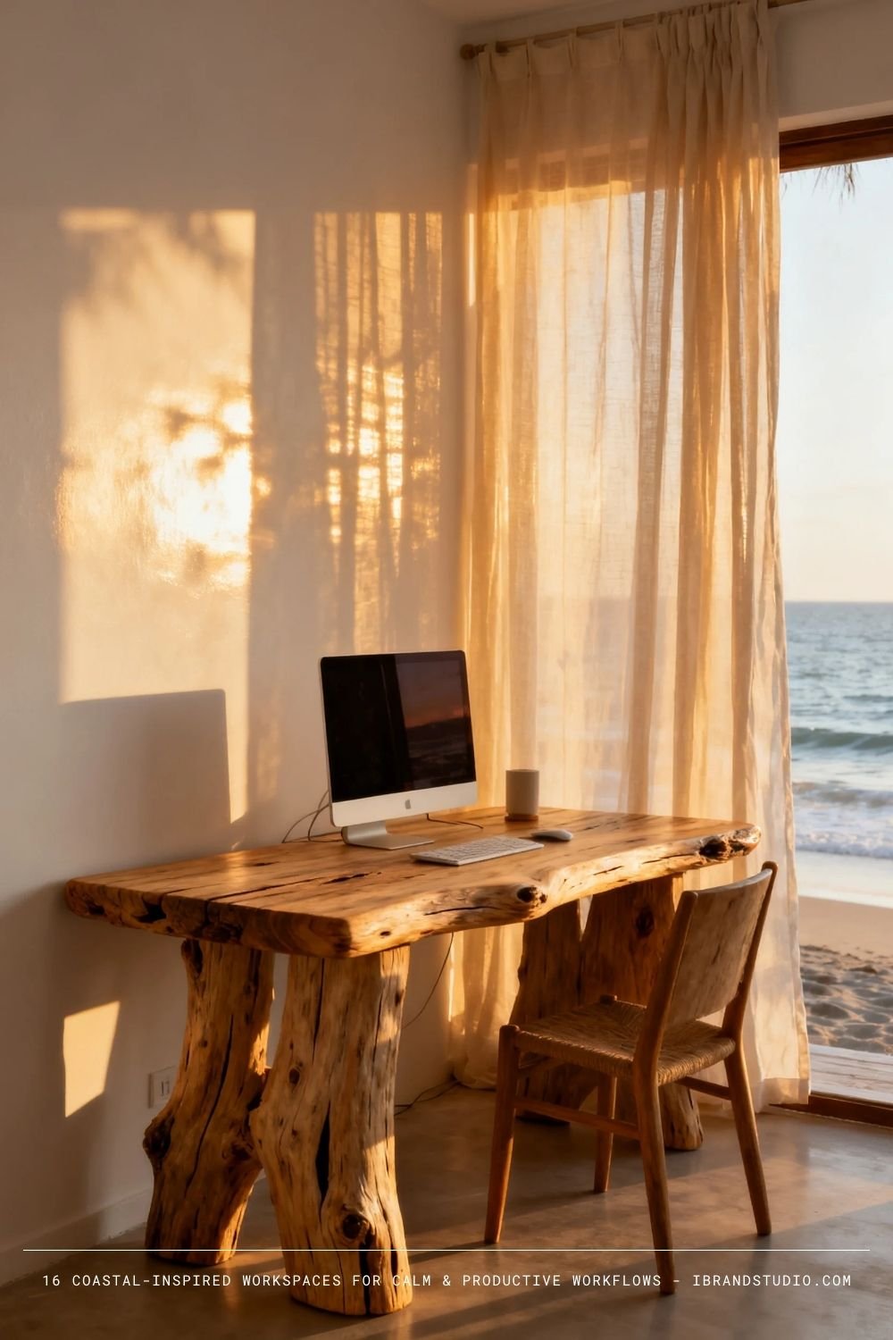 Light-Washed Wood Desks for a Natural, Centered Workspace