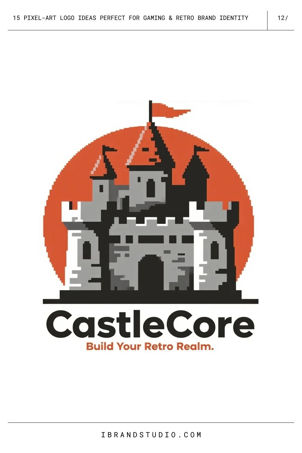 12. Pixel Castle or Fortress Logo
