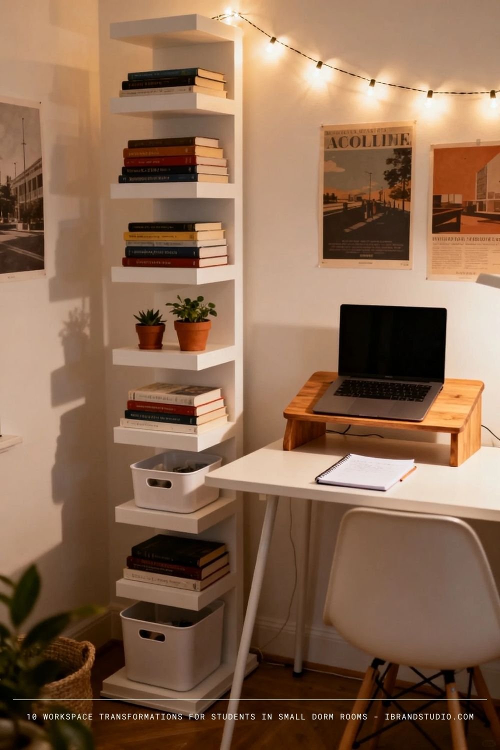 Small Dorm Rooms Workspace Tips: Go Vertical With Shelving