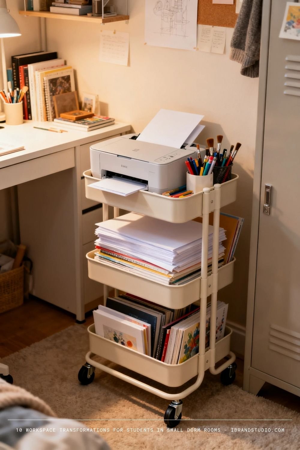 Small Dorm Rooms Workspace Tips: Try a Rolling Cart as Your Mobile Office
