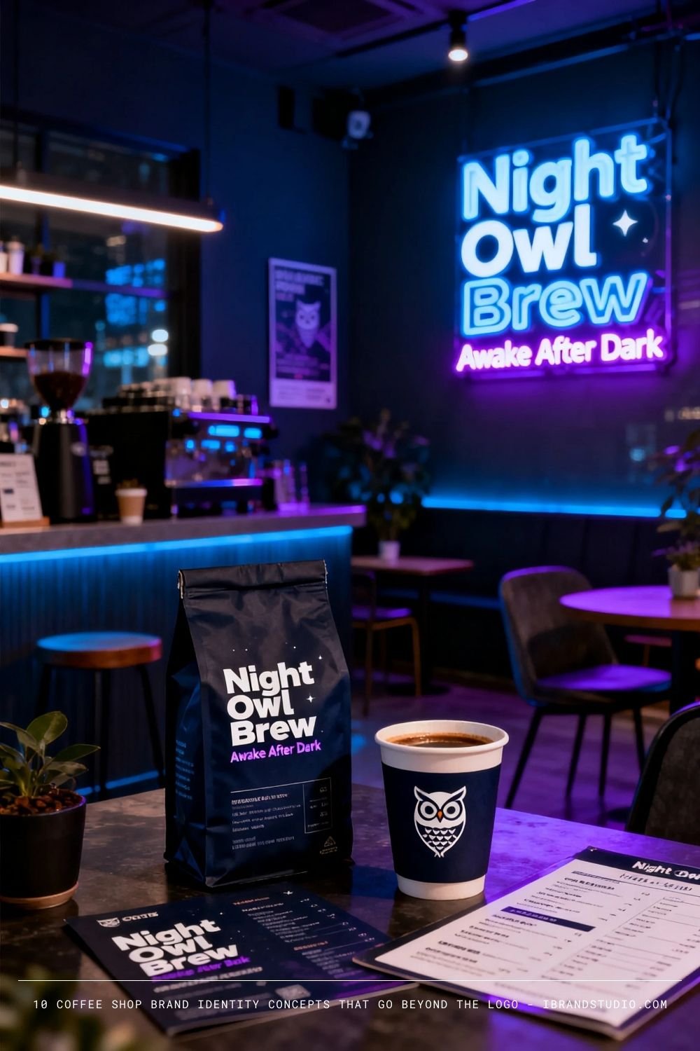 Coffee Shop Brand Identity Concepts: Night Owl Brew