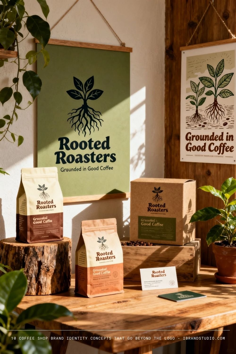 Coffee Shop Brand Identity Concepts: Rooted Roasters