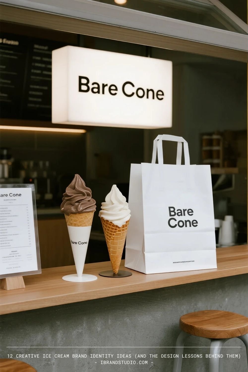 Creative ice cream brand identity ideas: Bare Cone