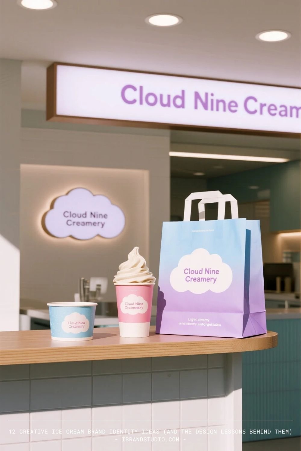 Creative ice cream brand identity ideas: Cloud Nine Creamery