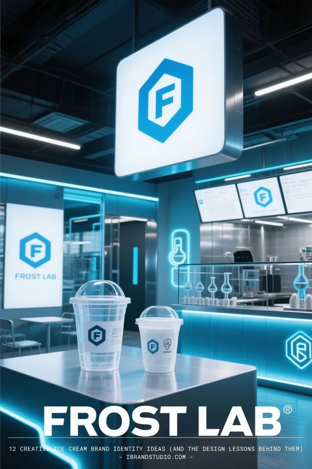 Creative ice cream brand identity ideas: FROST LAB