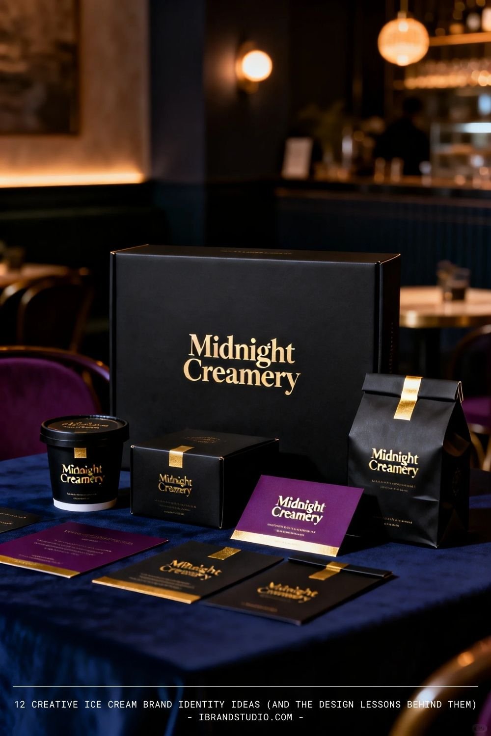 Creative ice cream brand identity ideas: Midnight Creamery