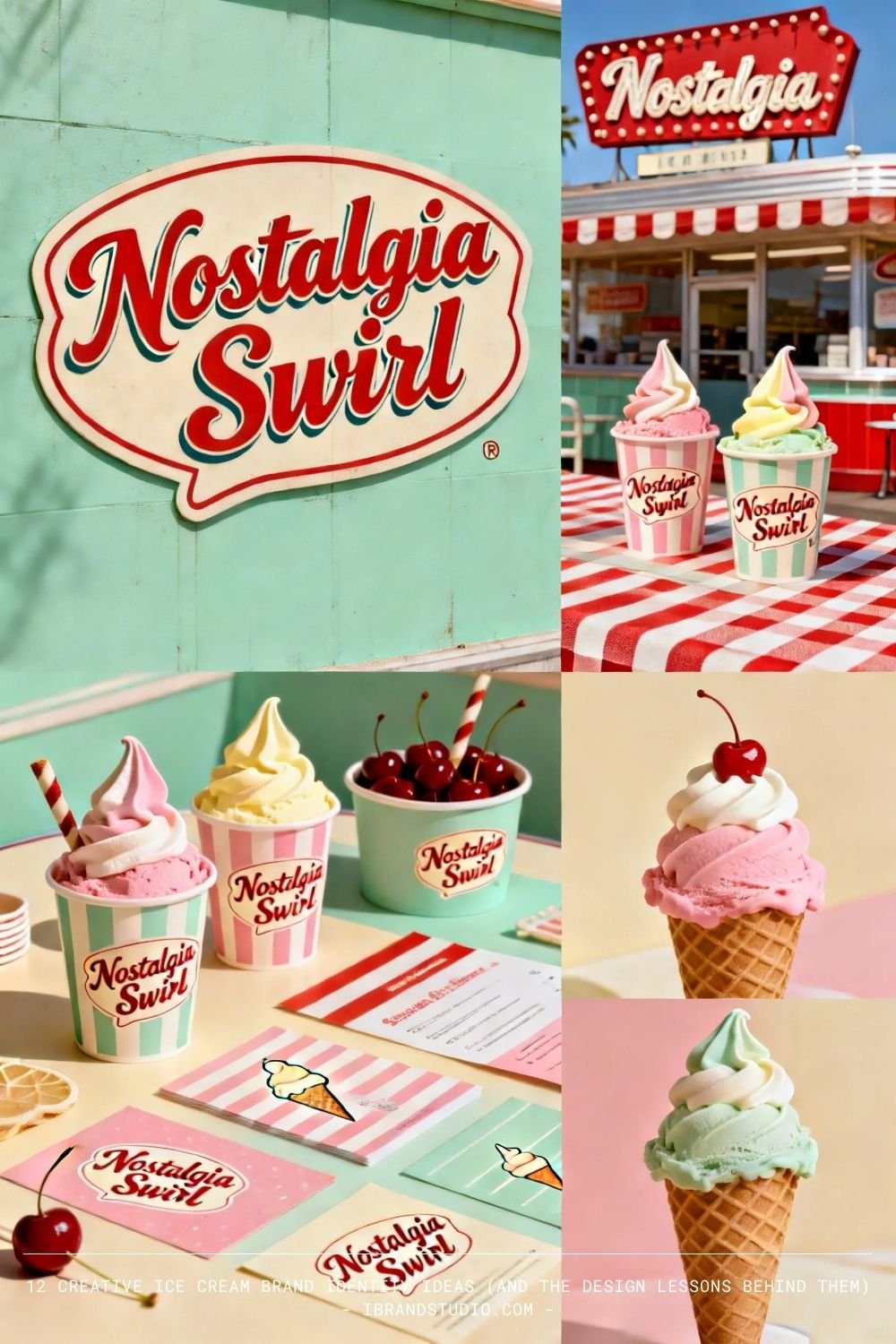 Creative ice cream brand identity ideas: Nostalgia Swirl