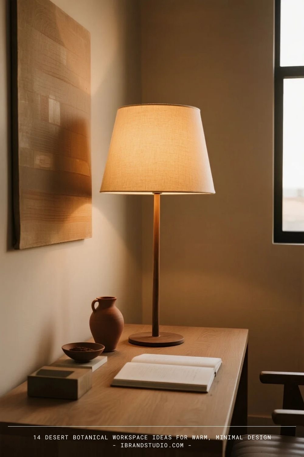 Desert Botanical Workspace Ideas: Soft, Warm Lighting