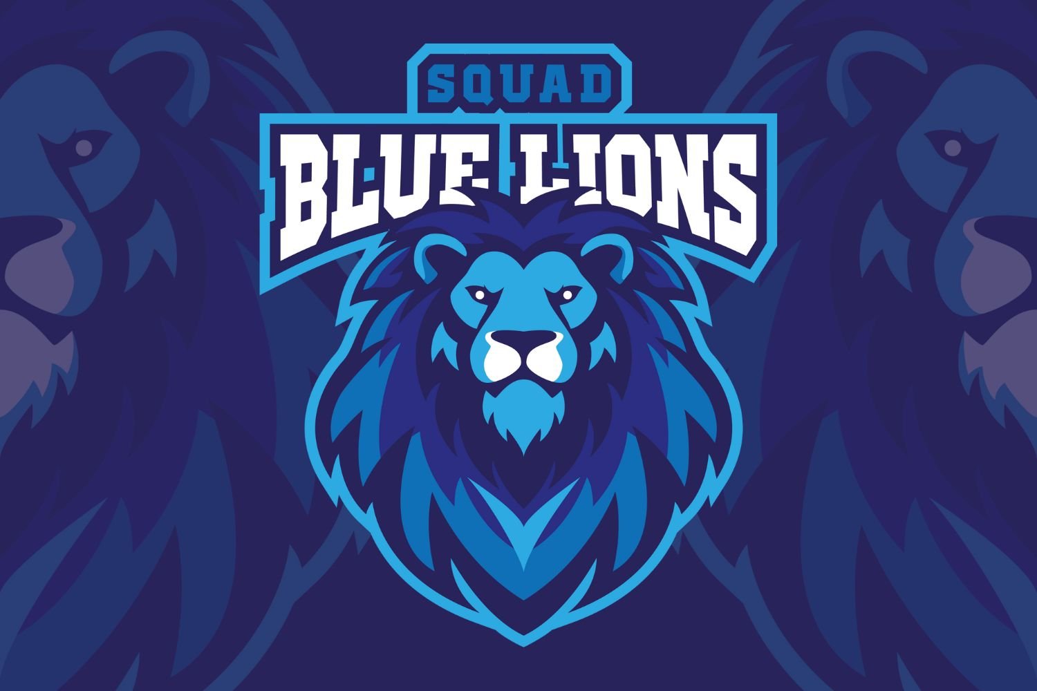 Free Blue Lions Logo Mascot Template (Vector Download)
