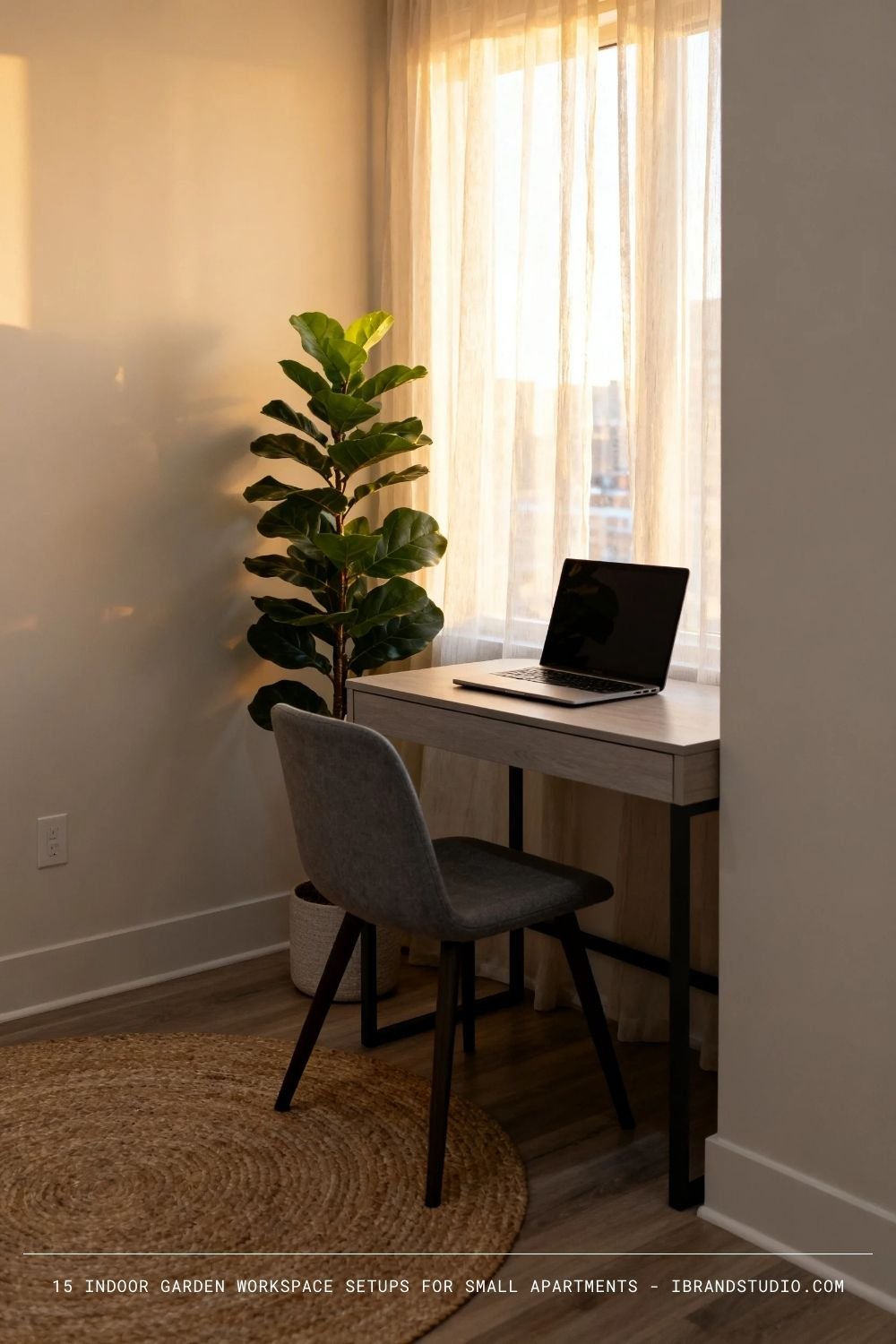 Corner Desk with a Statement Plant