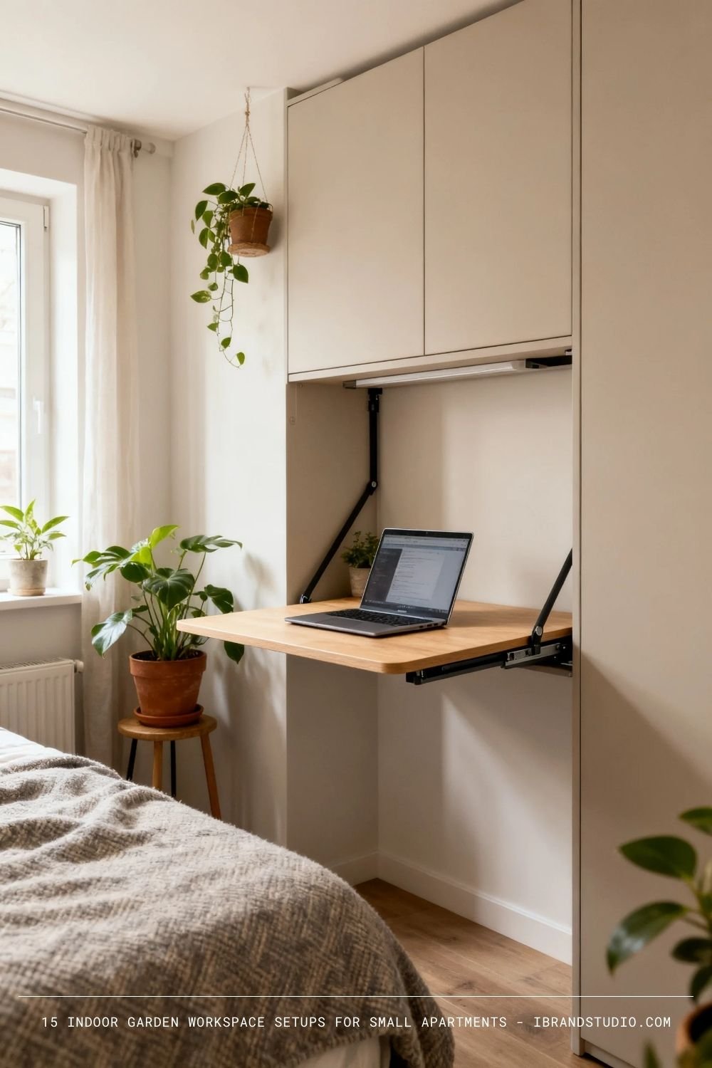 Fold-Down Desk with Green Accents