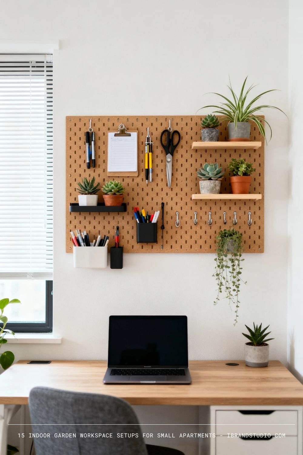 Pegboard Workspace with Plants