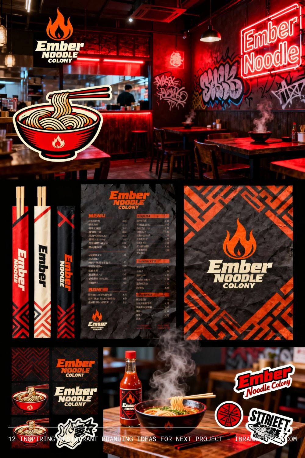 Inspiring Restaurant Branding Designs: Ember Noodle Colony