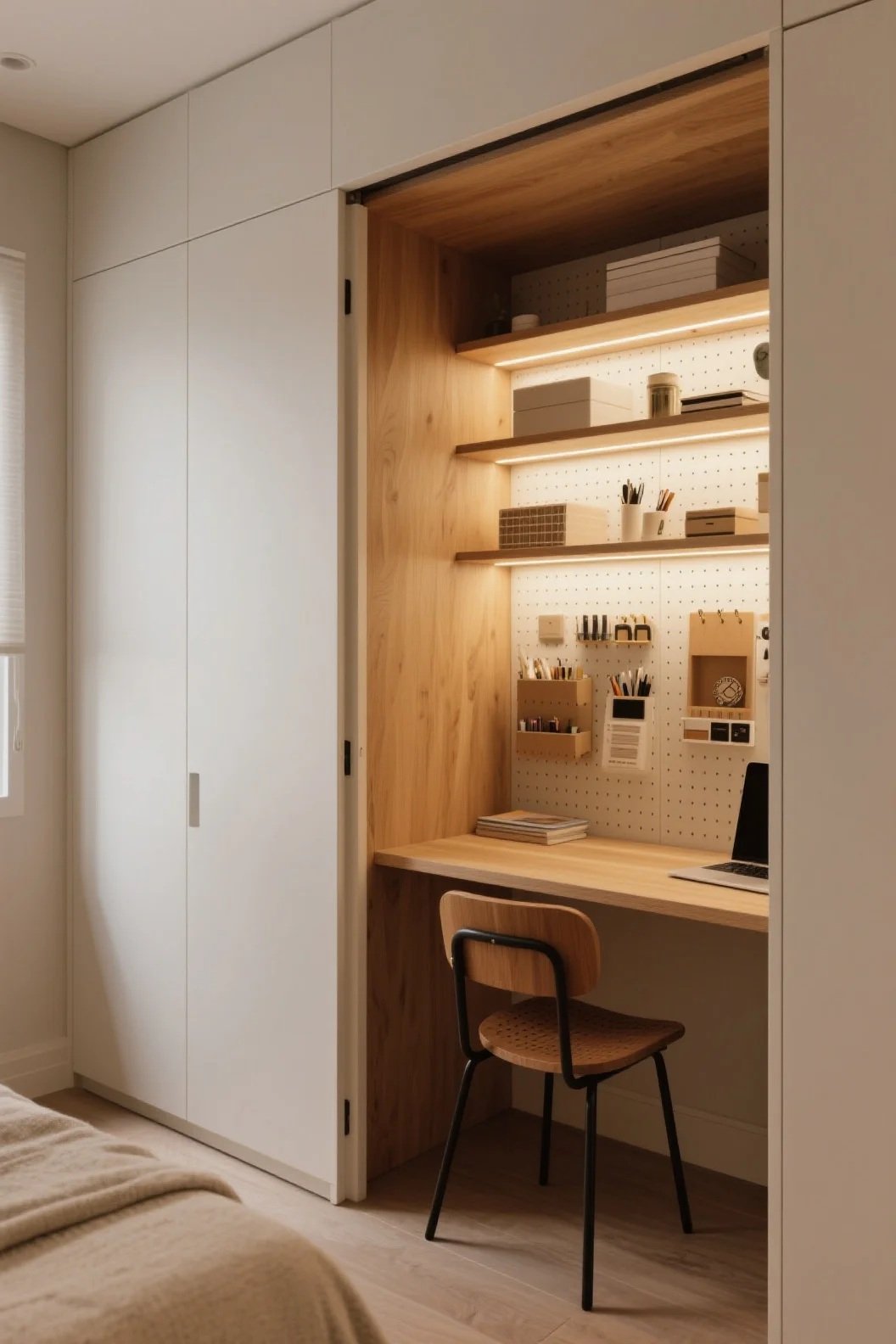 Desk Built Into a Closet (Cloffice)