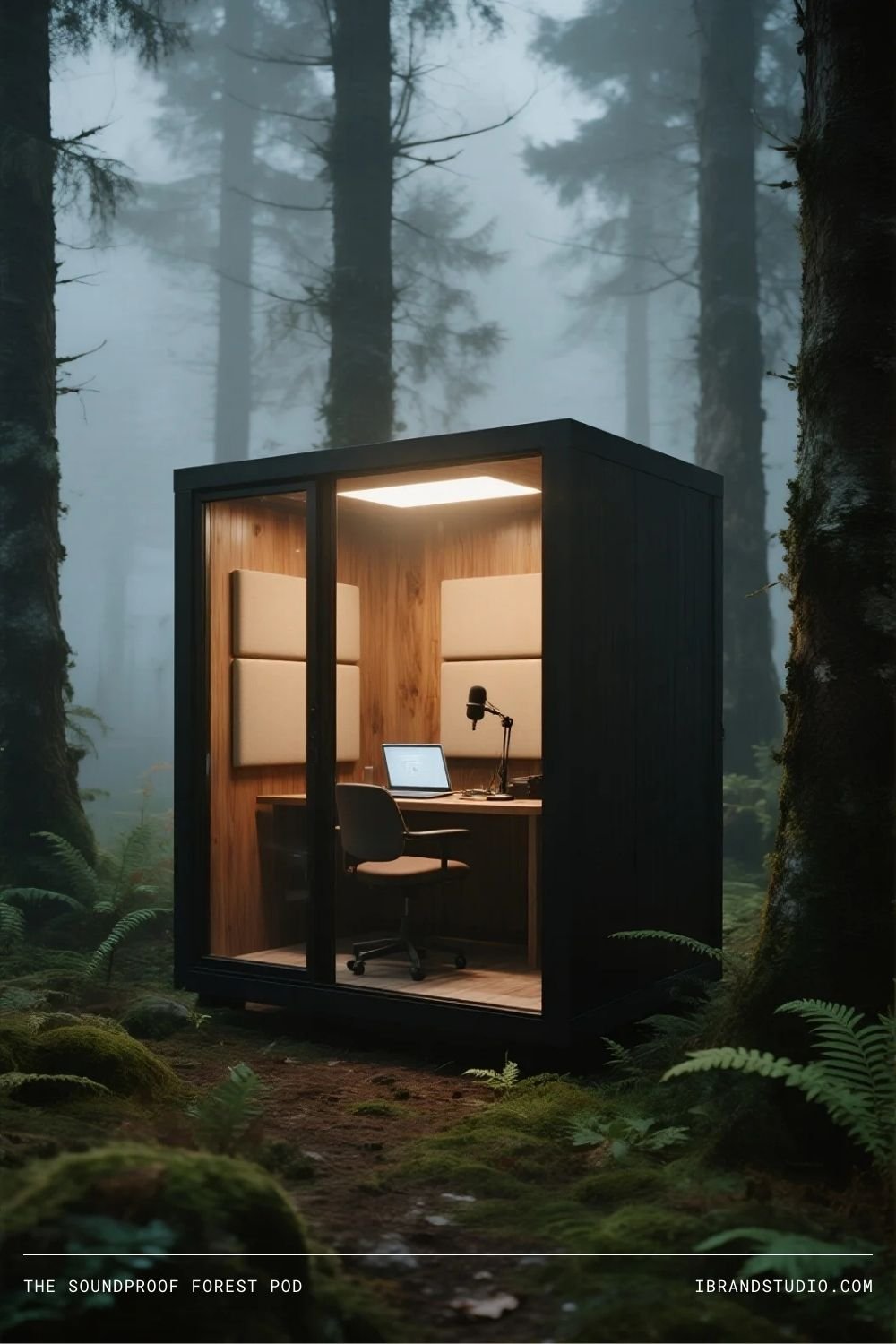forest-haven workspace ideas: The Soundproof Forest Pod