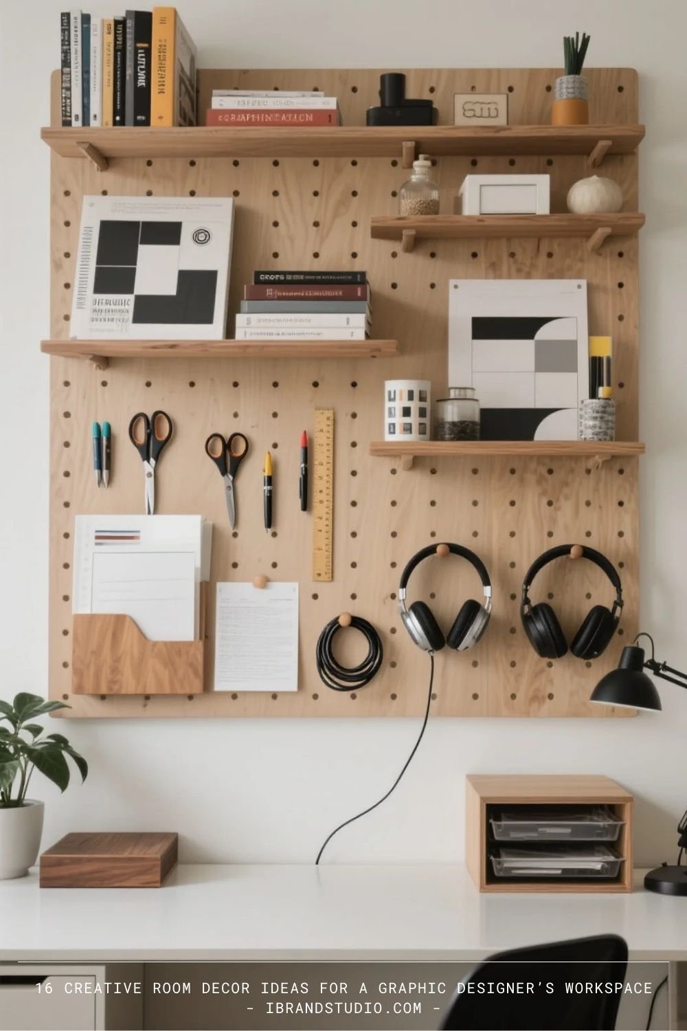 Graphic Designer Workspace Room Decor Ideas: Add Floating Storage and a Tool Wall