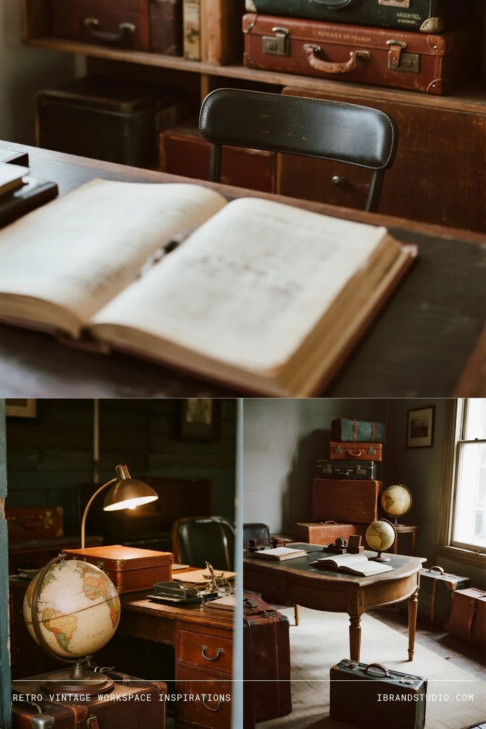 Vintage Travel-Inspired Workspace